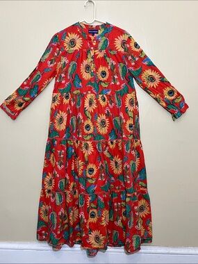 RO’S GARDEN Red Sunflower Tiered Maxi Dress